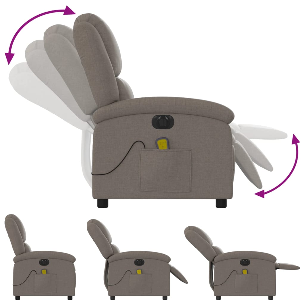 Massagestoel elektrisch verstelbaar stof taupe