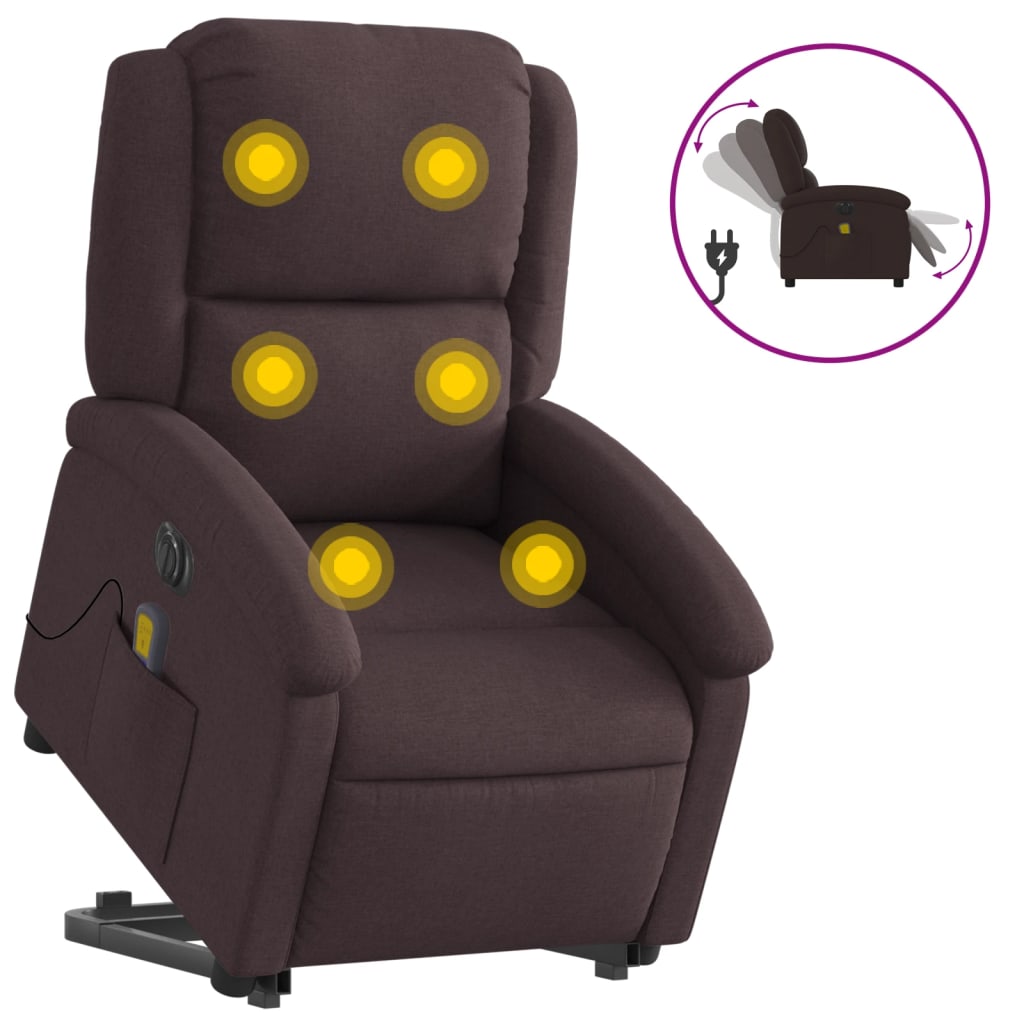 Sta-op-massagestoel elektrisch verstelbaar stof donkerbruin