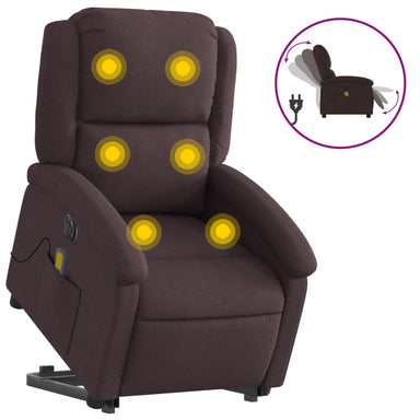 Sta-op-massagestoel elektrisch verstelbaar stof donkerbruin