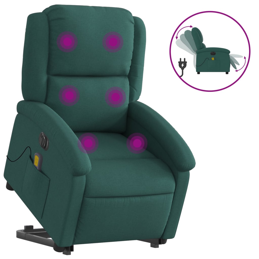Sta-op-massagestoel elektrisch verstelbaar stof donkergroen