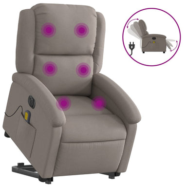 Sta-op-massagestoel elektrisch verstelbaar stof taupe