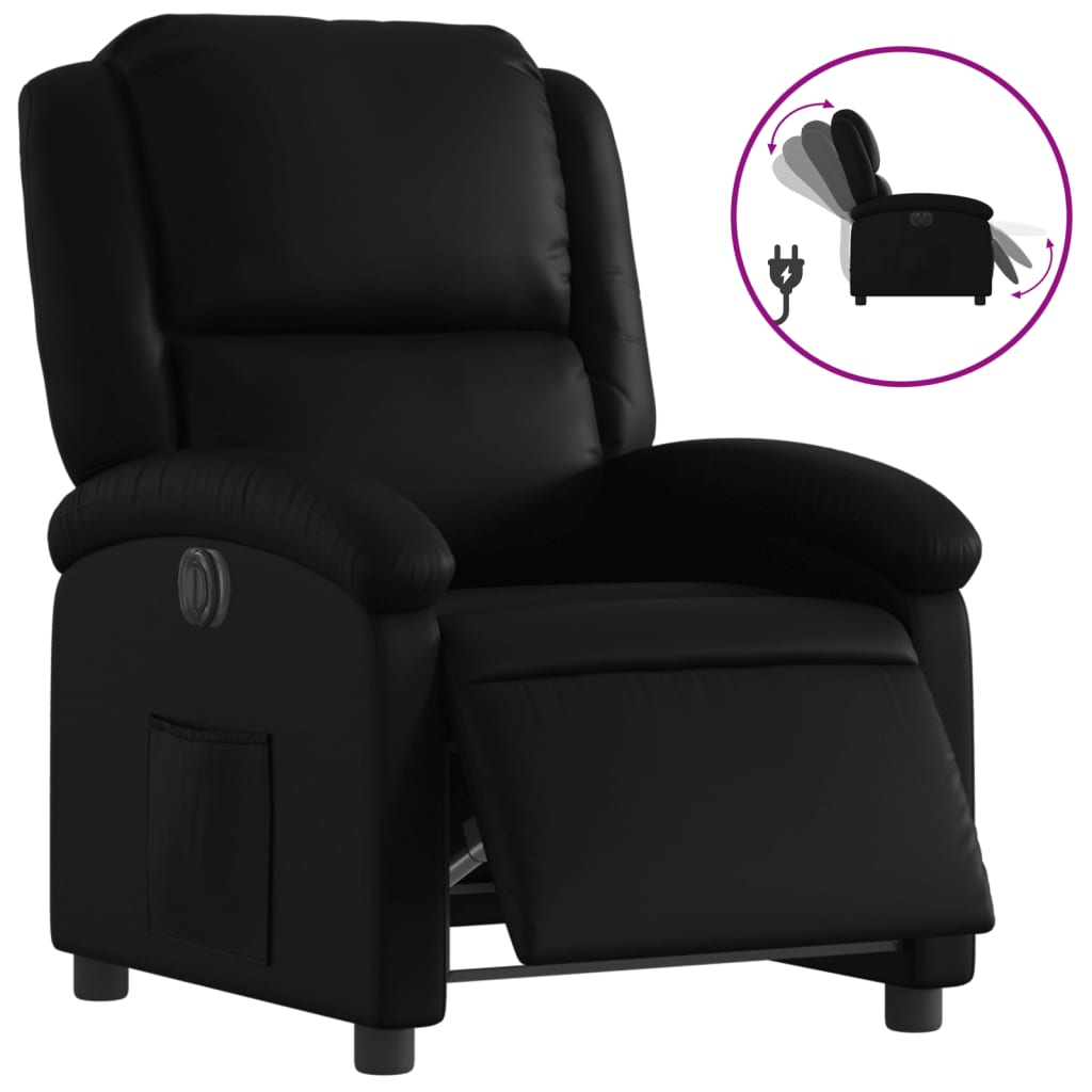 Fauteuil elektrisch verstelbaar kunstleer zwart