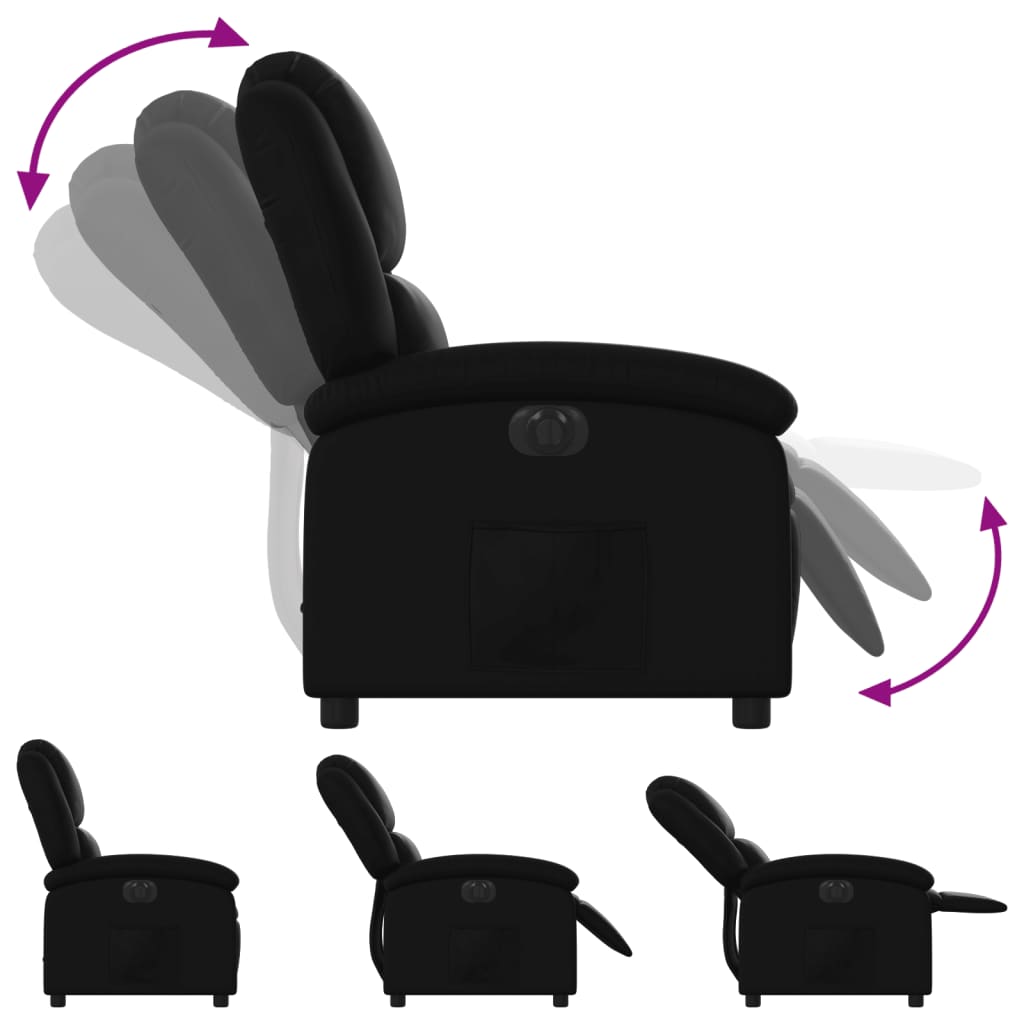 Fauteuil elektrisch verstelbaar kunstleer zwart