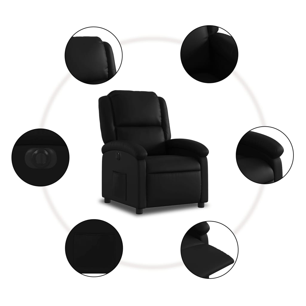 Fauteuil elektrisch verstelbaar kunstleer zwart