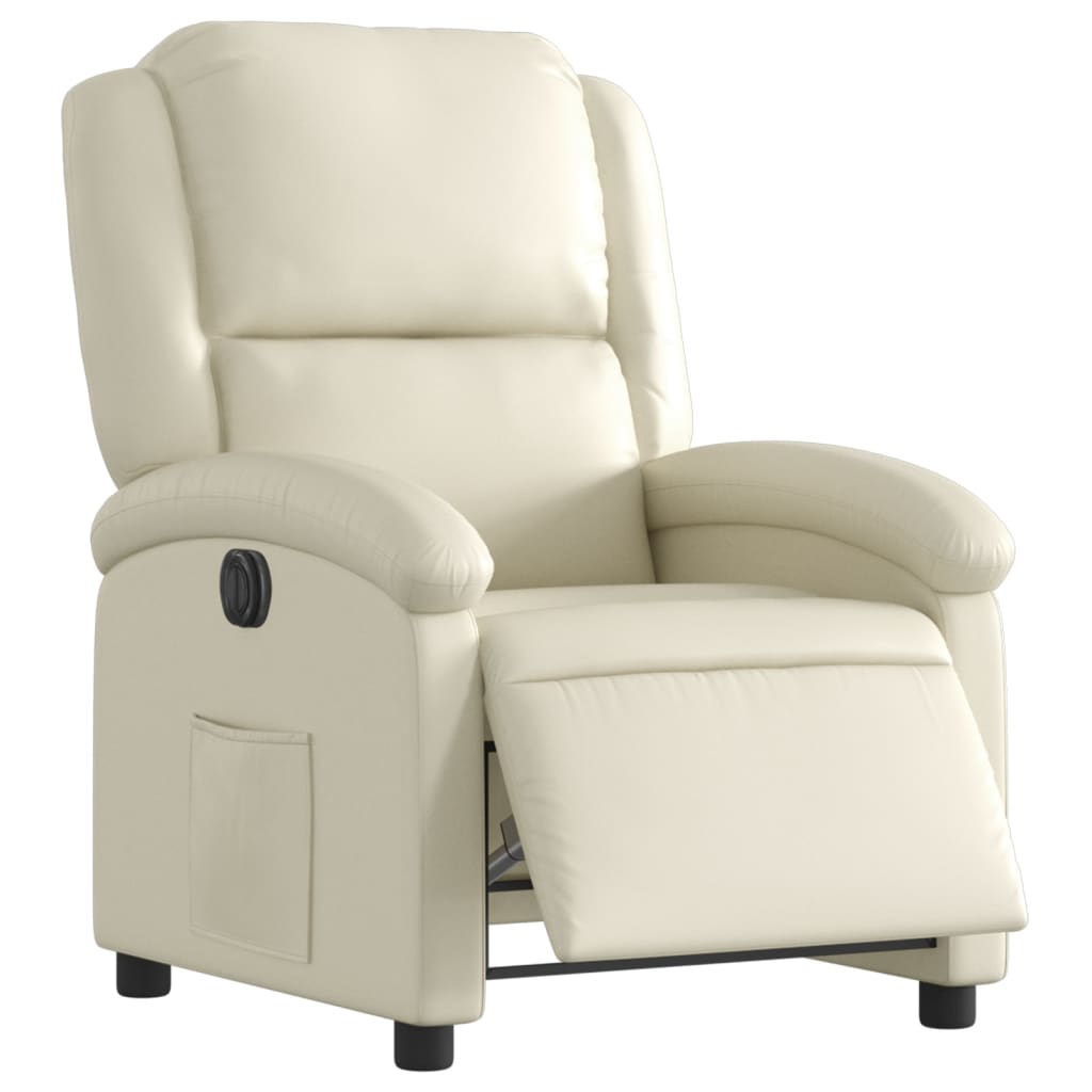 Fauteuil elektrisch verstelbaar kunstleer crèmekleurig