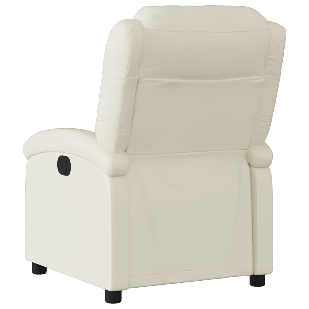 Fauteuil elektrisch verstelbaar kunstleer crèmekleurig