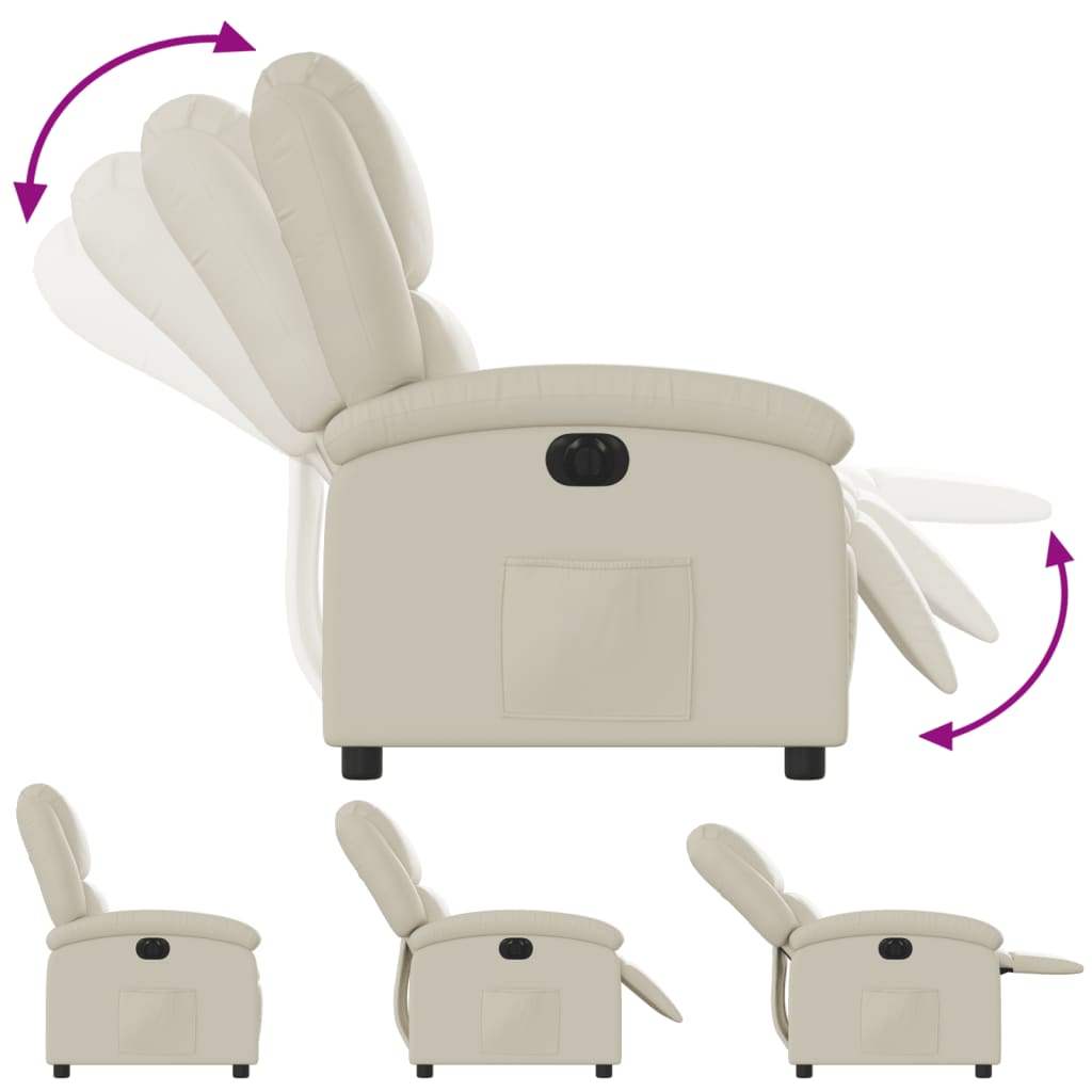 Fauteuil elektrisch verstelbaar kunstleer crèmekleurig
