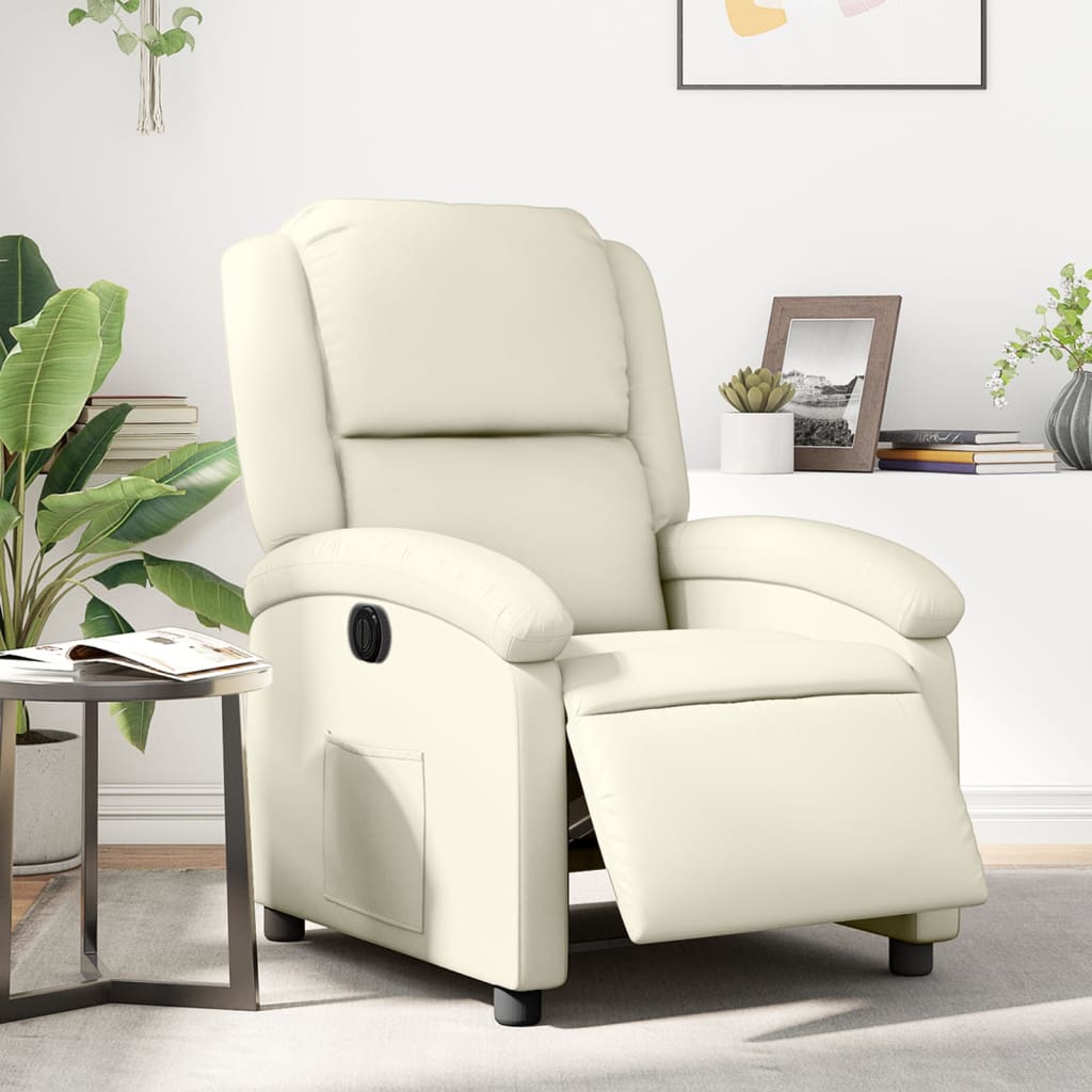 Fauteuil elektrisch verstelbaar kunstleer crèmekleurig