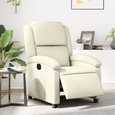 Fauteuil elektrisch verstelbaar kunstleer crèmekleurig