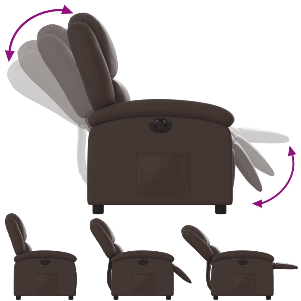 Fauteuil verstelbaar elektrisch kunstleer bruin