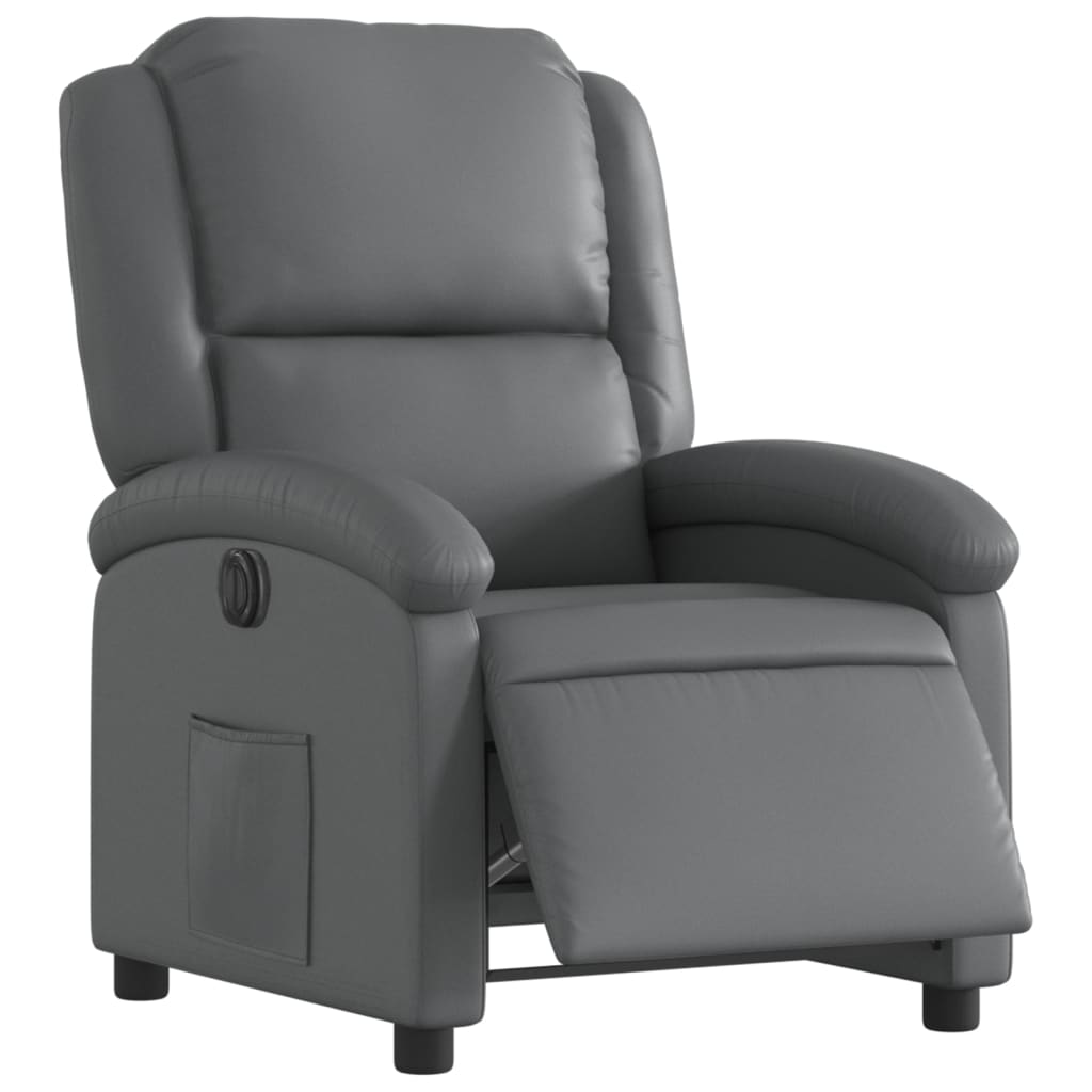 Fauteuil verstelbaar elektrisch kunstleer grijs