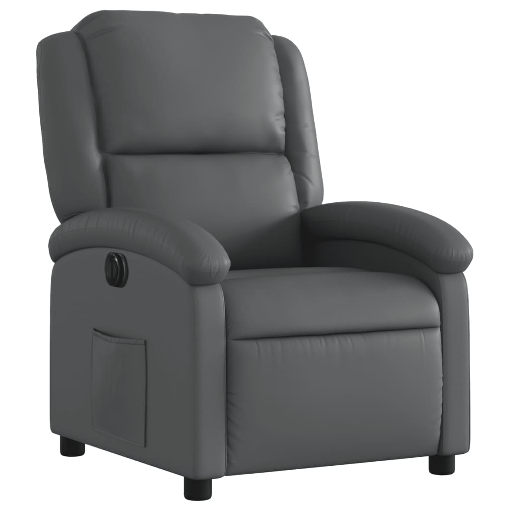 Fauteuil verstelbaar elektrisch kunstleer grijs