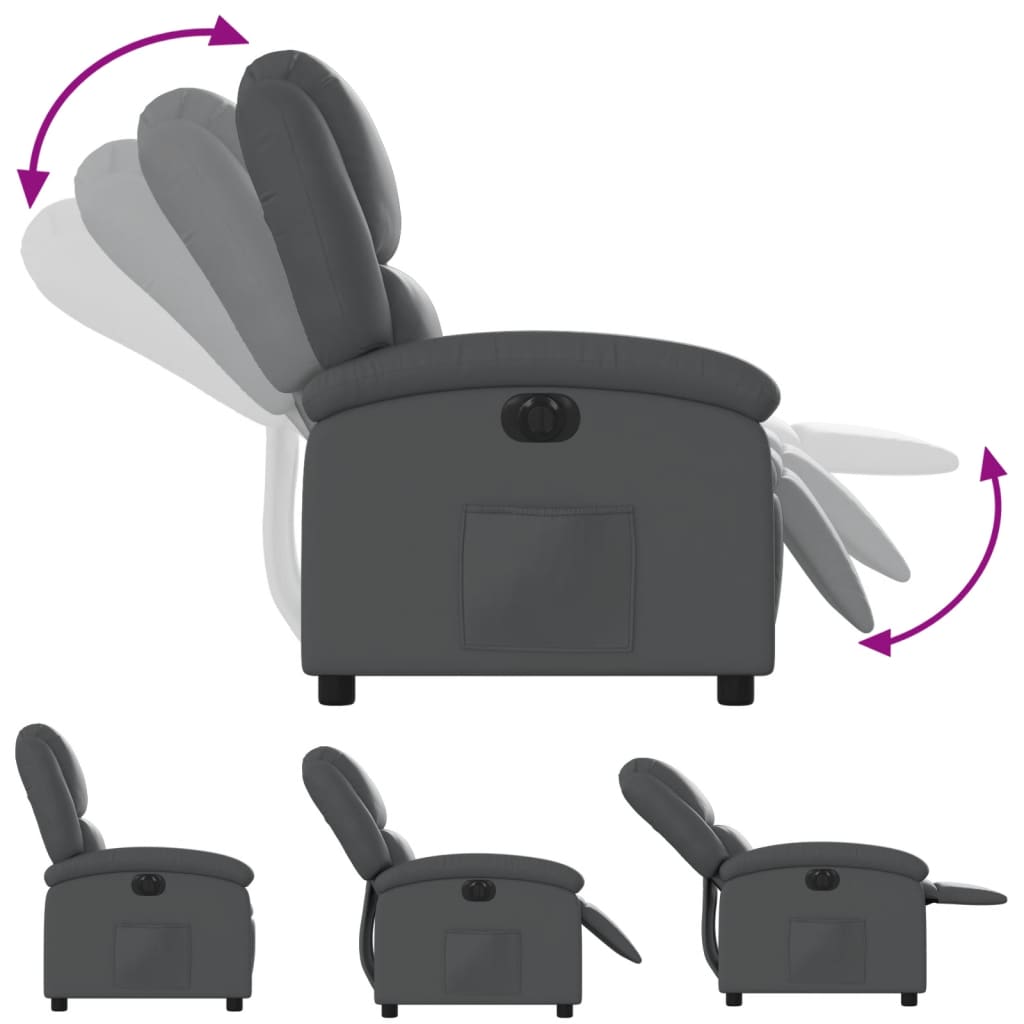 Fauteuil verstelbaar elektrisch kunstleer grijs