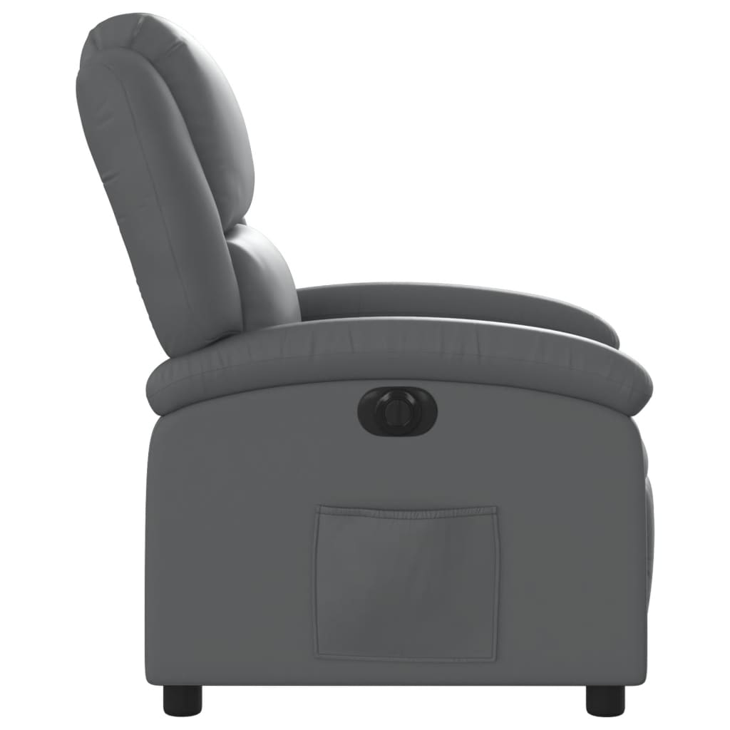 Fauteuil verstelbaar elektrisch kunstleer grijs