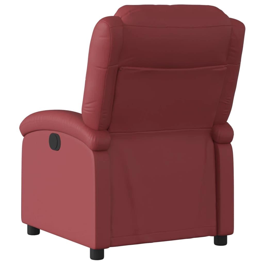 Fauteuil verstelbaar elektrisch kunstleer wijnrood