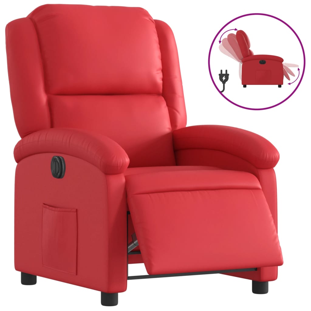 Fauteuil verstelbaar elektrisch kunstleer rood
