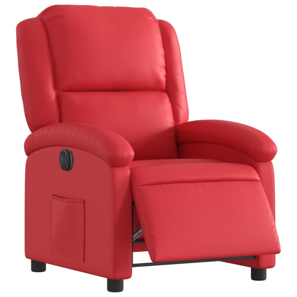 Fauteuil verstelbaar elektrisch kunstleer rood
