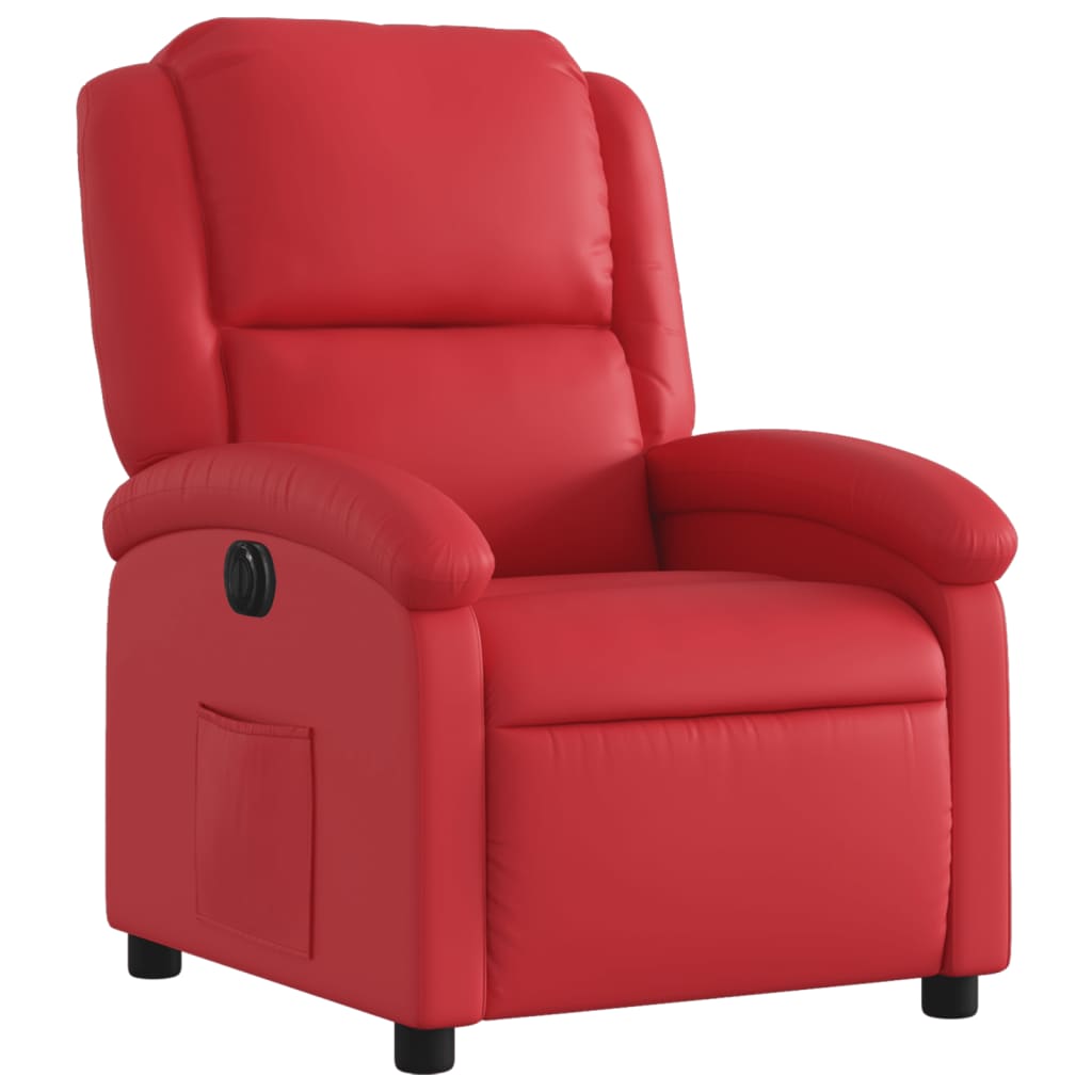 Fauteuil verstelbaar elektrisch kunstleer rood