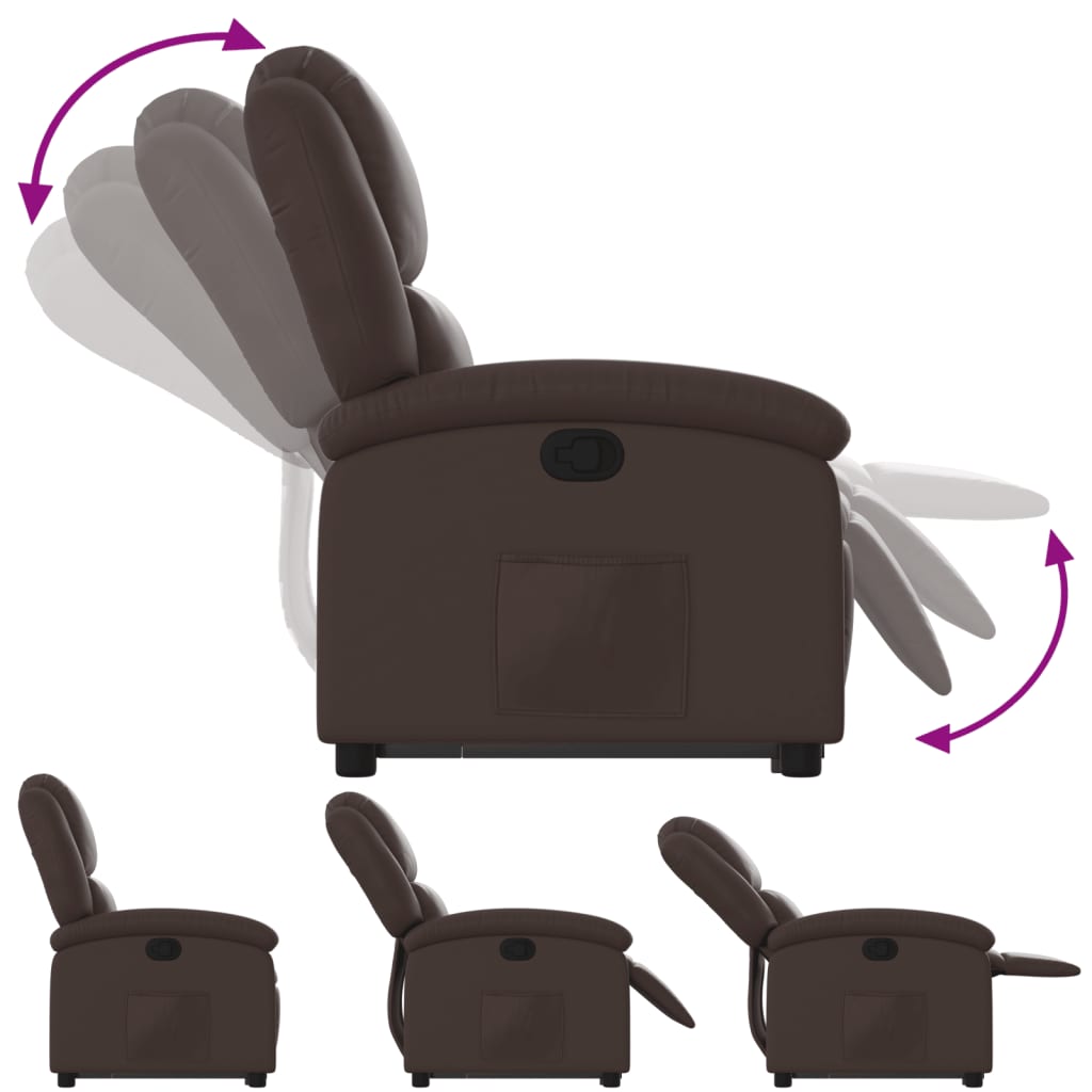 Sta-op-fauteuil verstelbaar kunstleer bruin