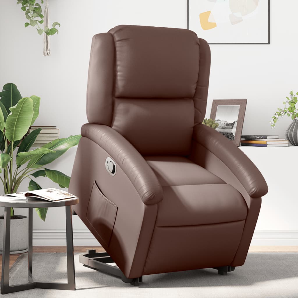 Sta-op-fauteuil verstelbaar kunstleer bruin