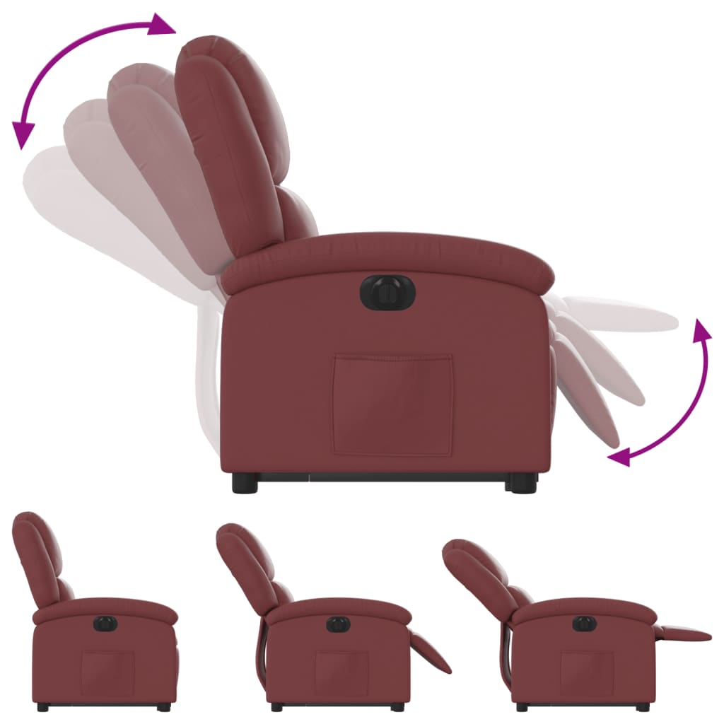 Sta-op-stoel elektrisch kunstleer wijnrood