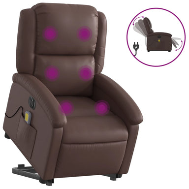 Sta-op-massagestoel elektrisch kunstleer bruin