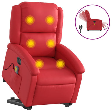 Sta-op-massagestoel elektrisch kunstleer rood