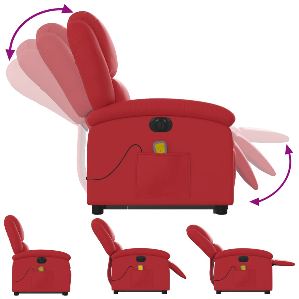 Sta-op-massagestoel elektrisch kunstleer rood