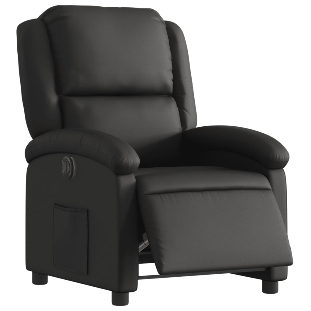 Fauteuil elektrisch verstelbaar echt leer zwart