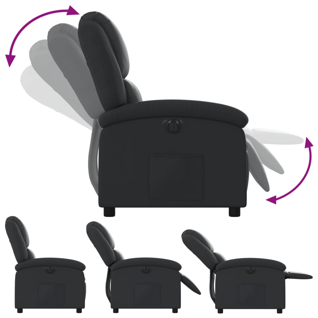 Fauteuil elektrisch verstelbaar echt leer zwart