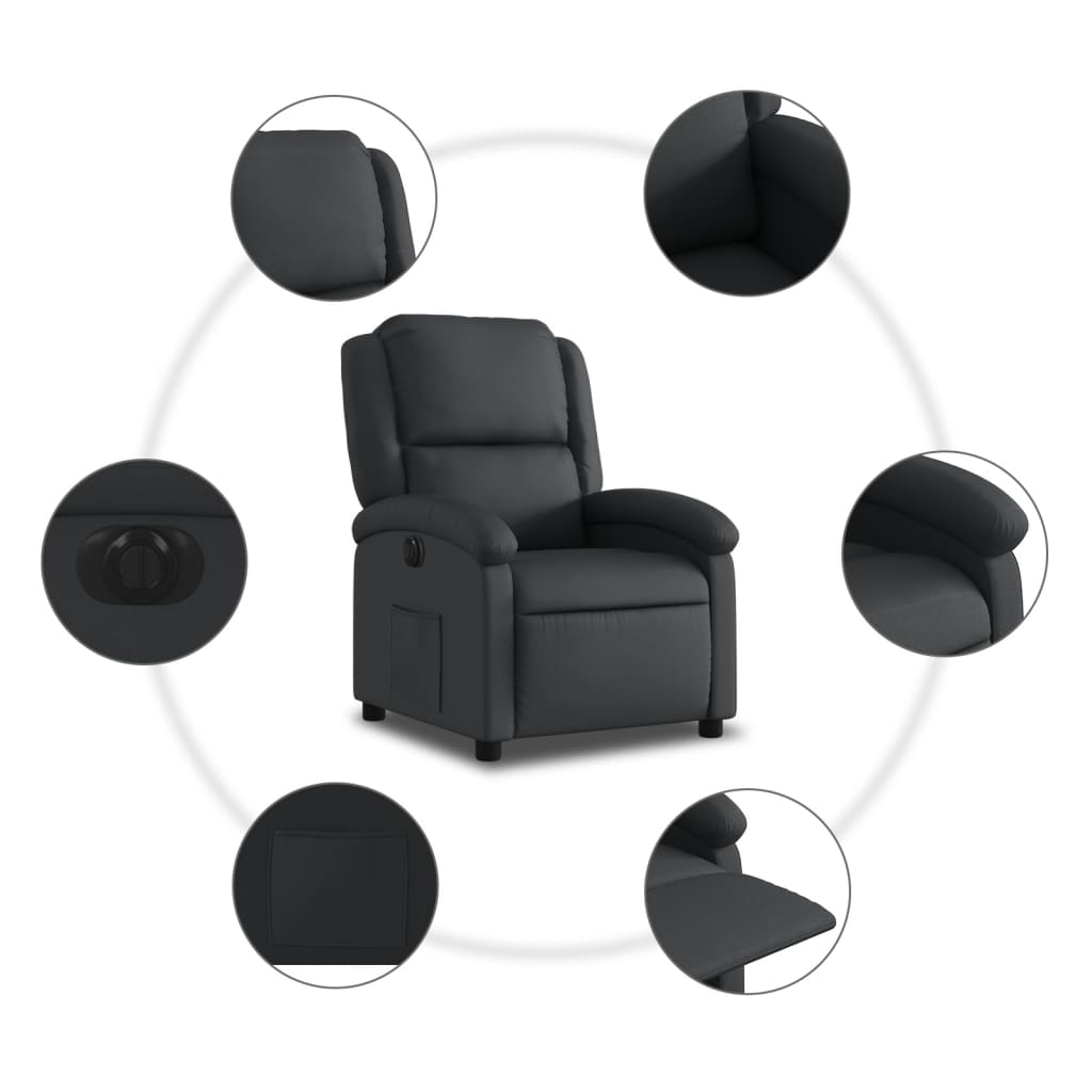 Fauteuil elektrisch verstelbaar echt leer zwart