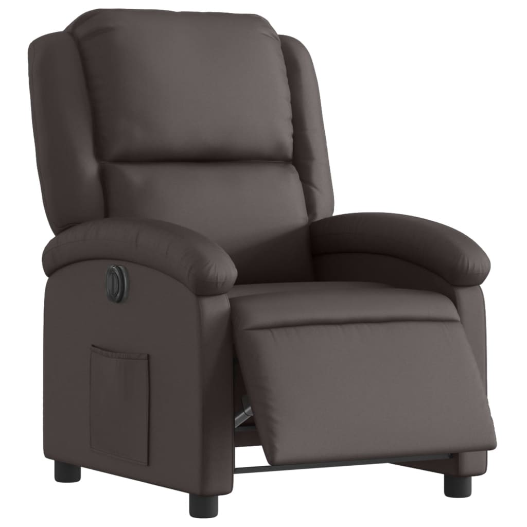 Fauteuil verstelbaar elektrisch echt leer donkerbruin