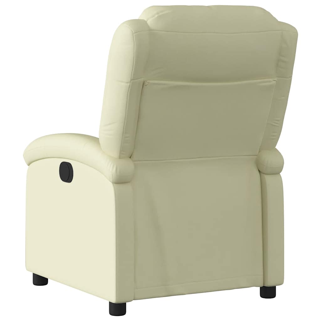 Fauteuil elektrisch verstelbaar echt leer crèmekleurig