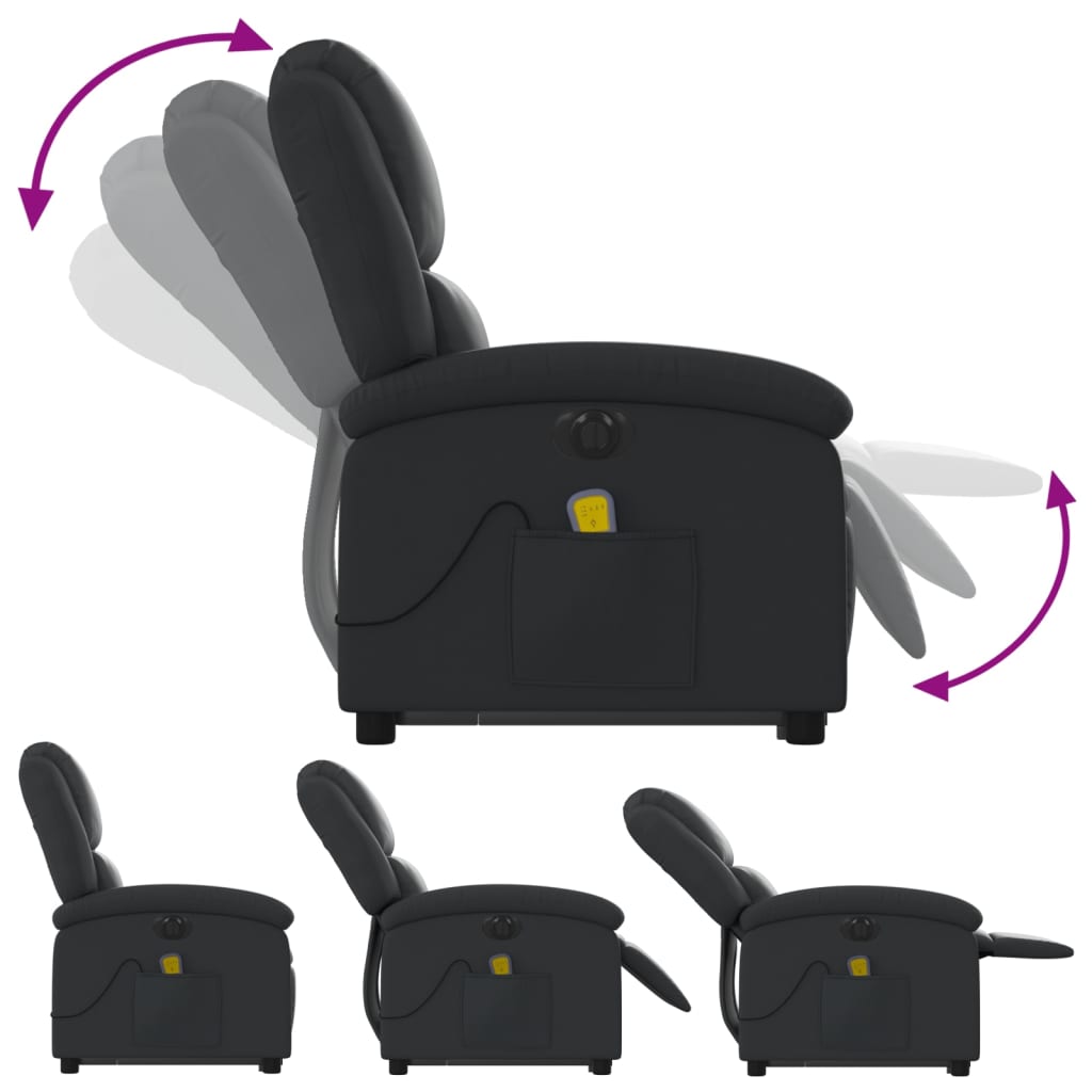 Sta-op-massagestoel elektrisch echt leer zwart