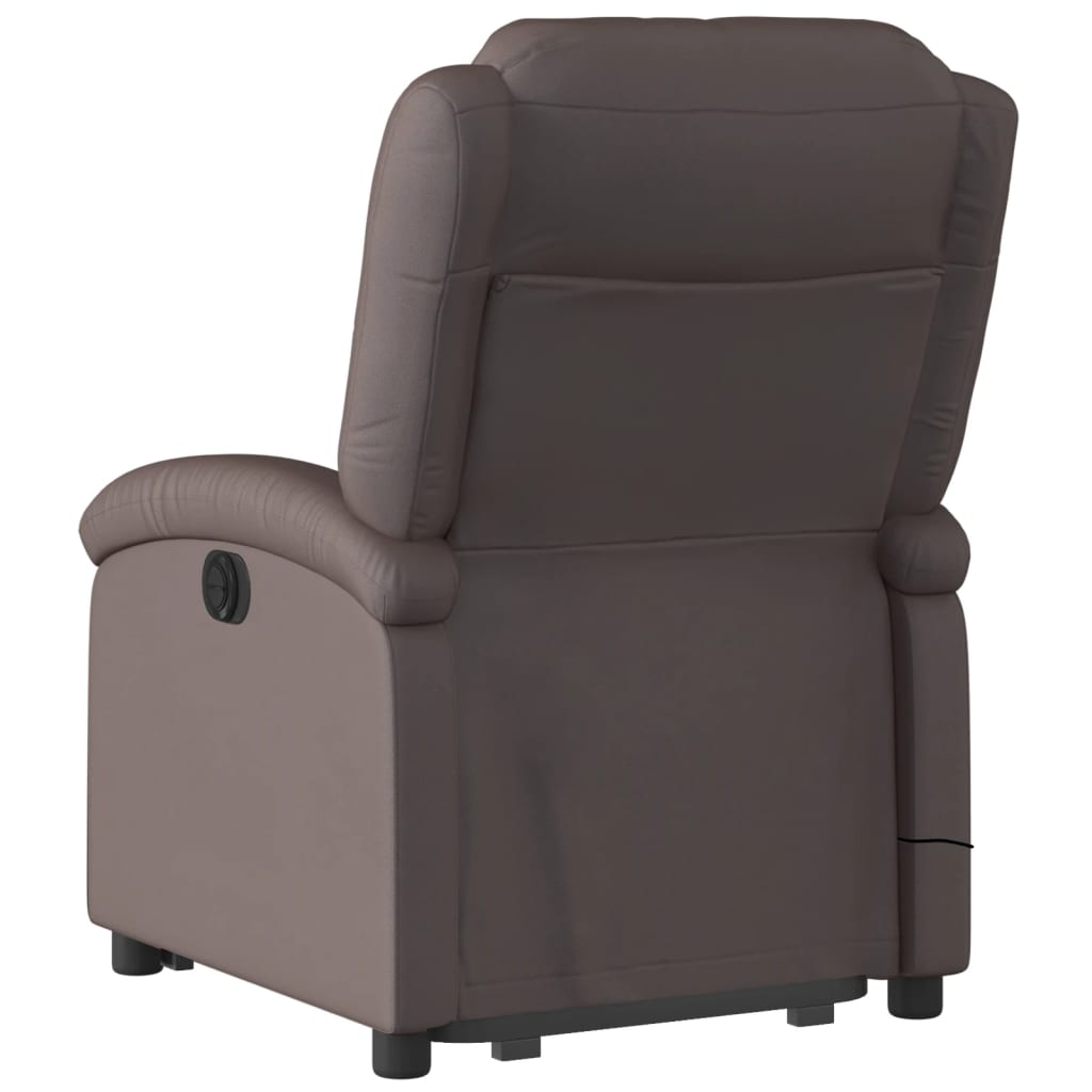 Sta-op-massagestoel elektrisch echt leer donkerbruin
