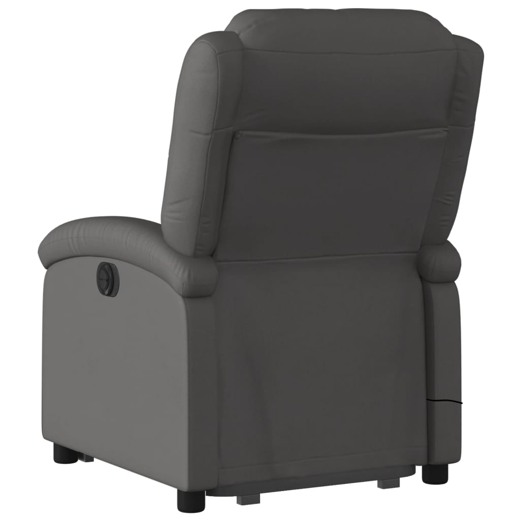 Sta-op-massagestoel elektrisch echt leer grijs