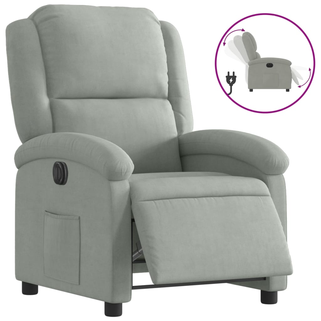 Fauteuil elektrisch verstelbaar stof lichtgrijs