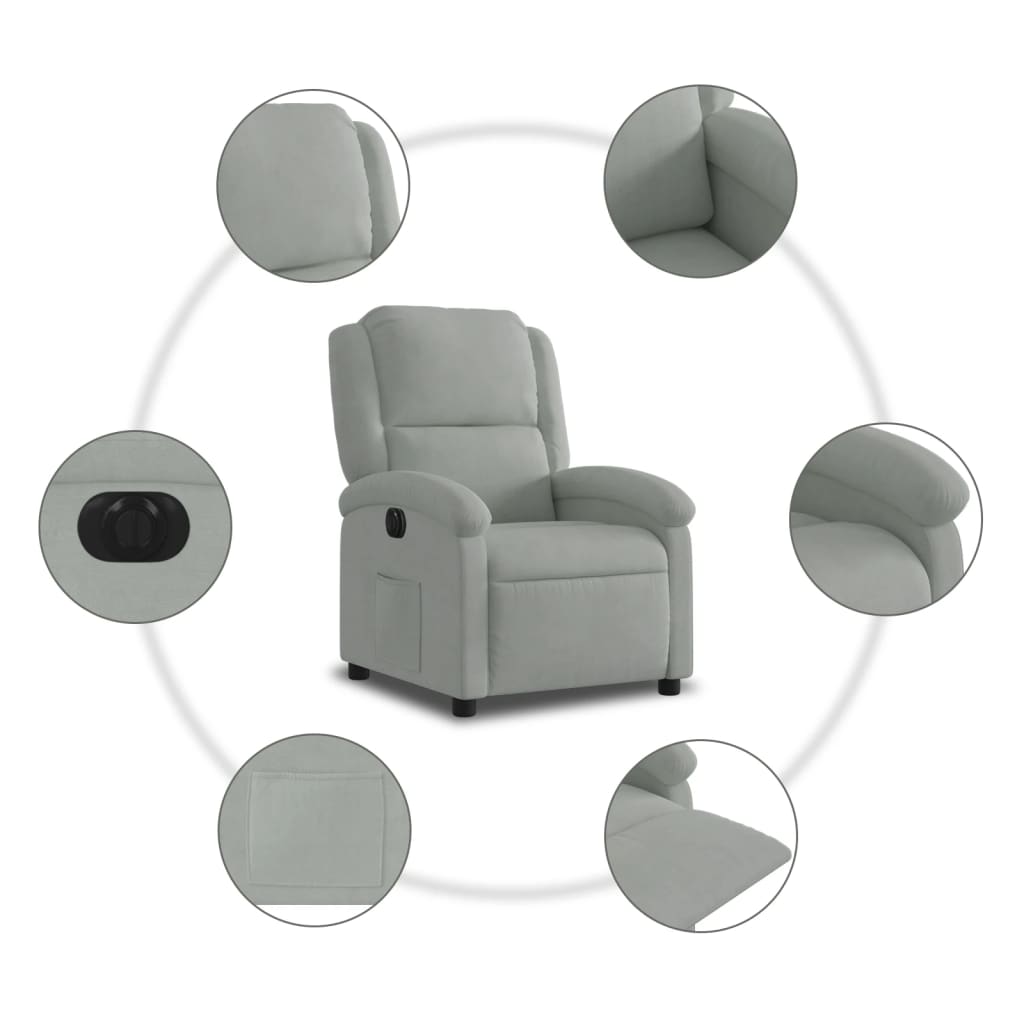 Fauteuil elektrisch verstelbaar stof lichtgrijs
