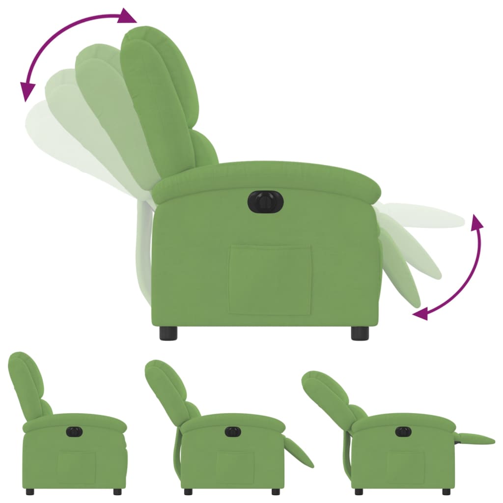 Fauteuil elektrisch verstelbaar fluweel lichtgroen