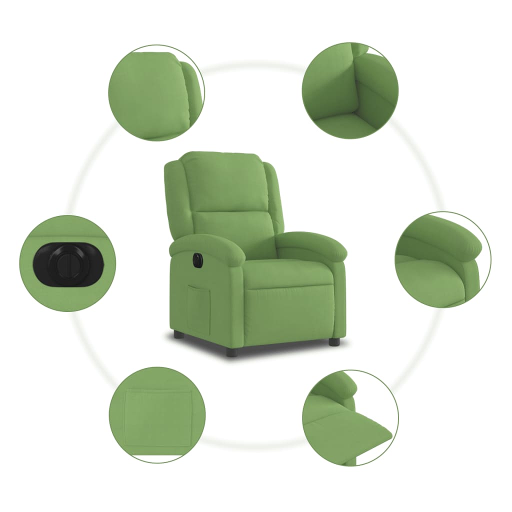 Fauteuil elektrisch verstelbaar fluweel lichtgroen