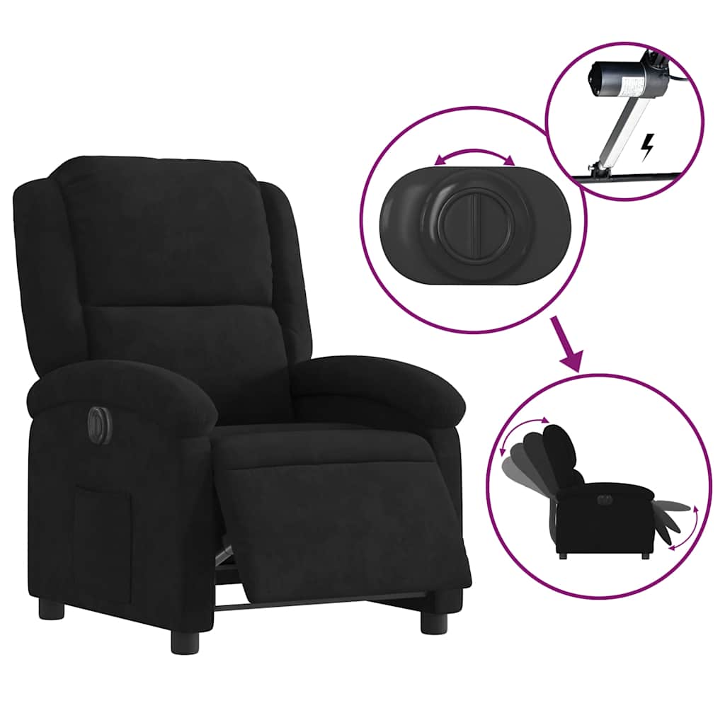 Fauteuil verstelbaar elektrisch stof zwart