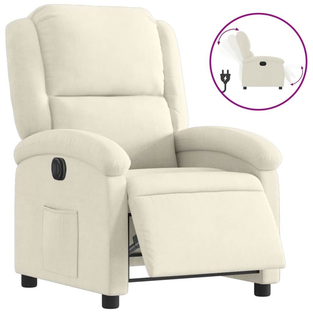 Fauteuil verstelbaar elektrisch stof crèmekleurig