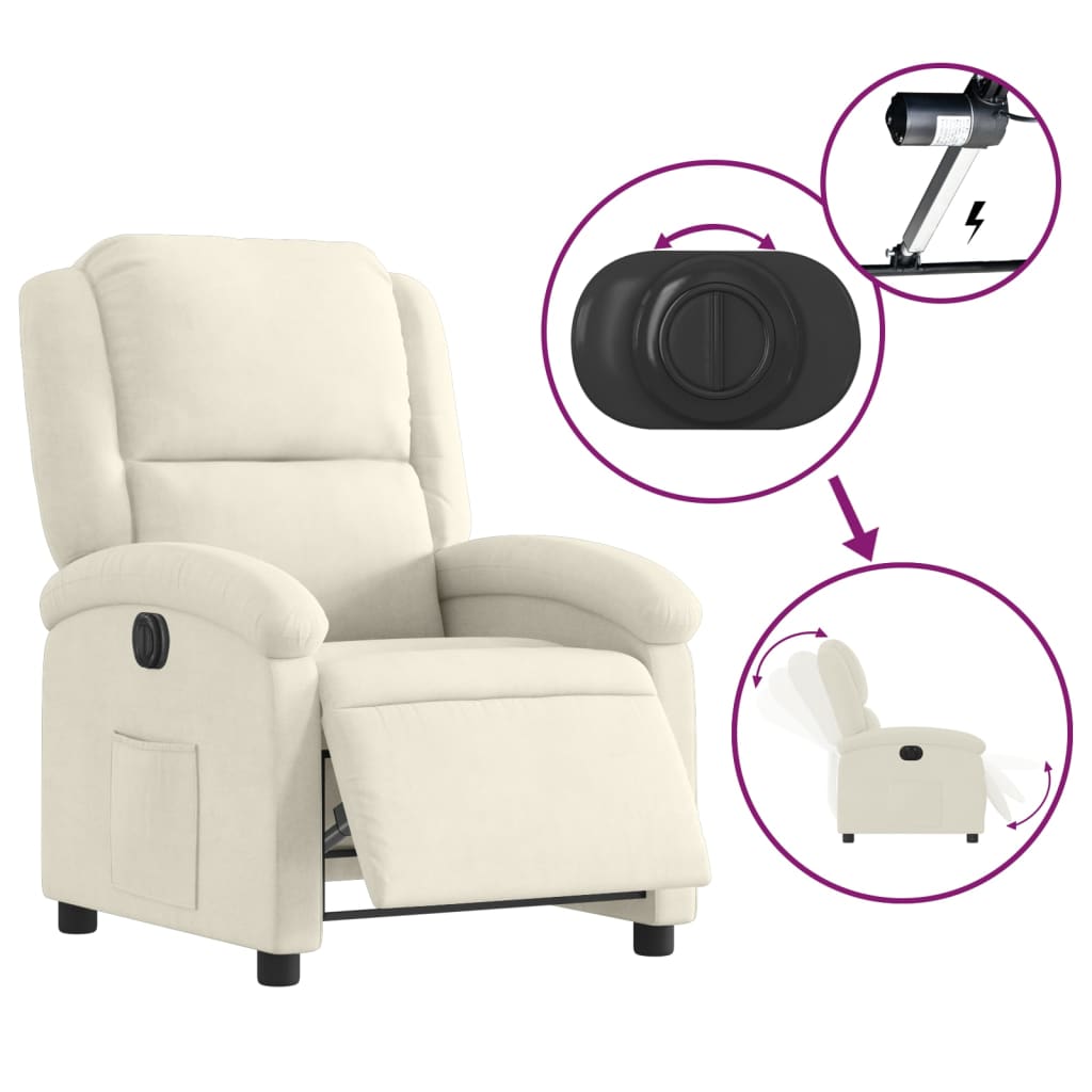 Fauteuil verstelbaar elektrisch stof crèmekleurig