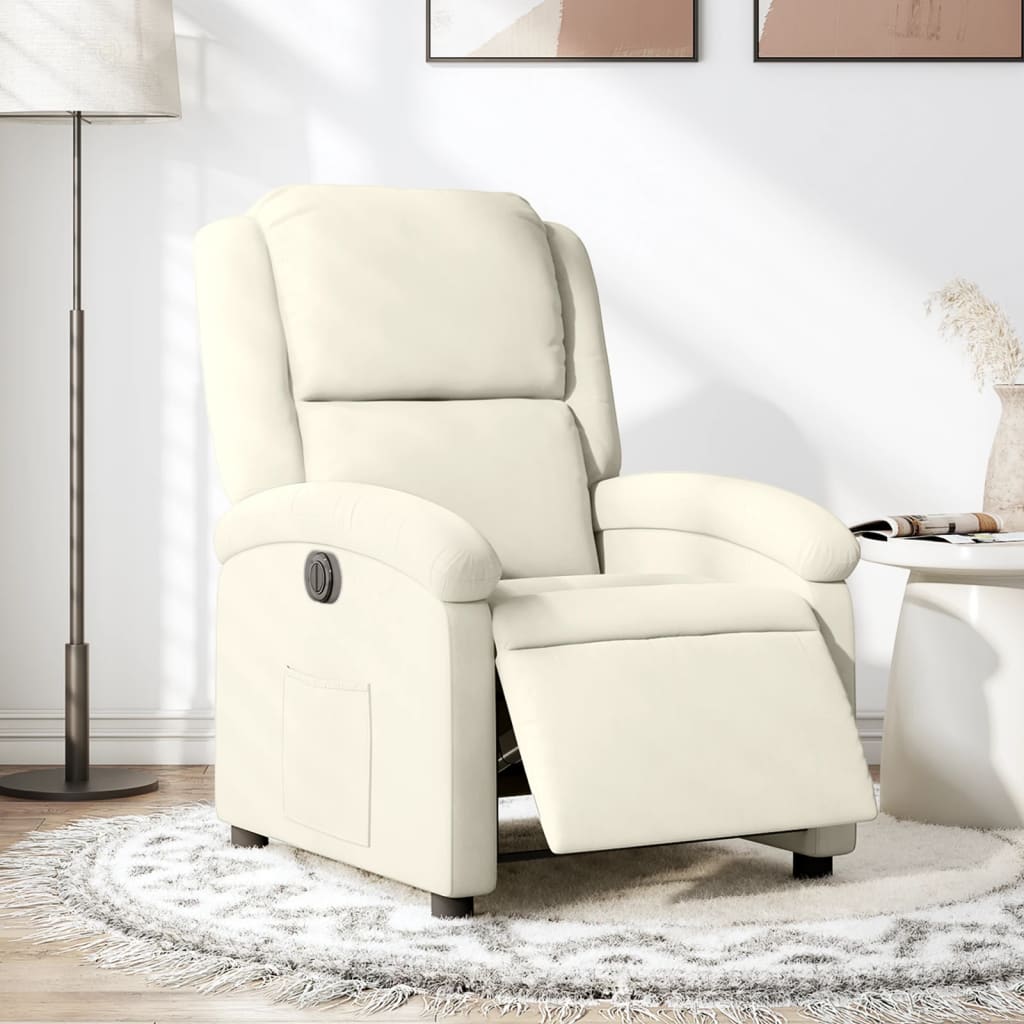 Fauteuil verstelbaar elektrisch stof crèmekleurig