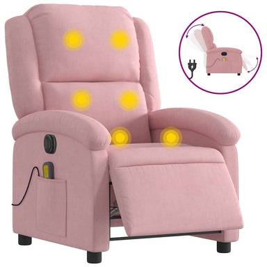 Massagestoel elektrisch verstelbaar fluweel roze