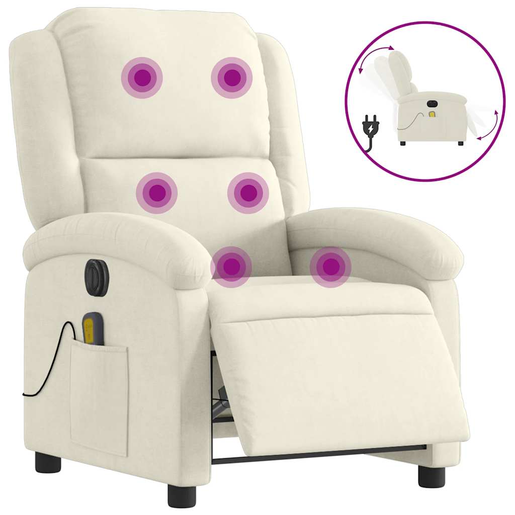 Massagestoel elektrisch verstelbaar fluweel crèmekleurig