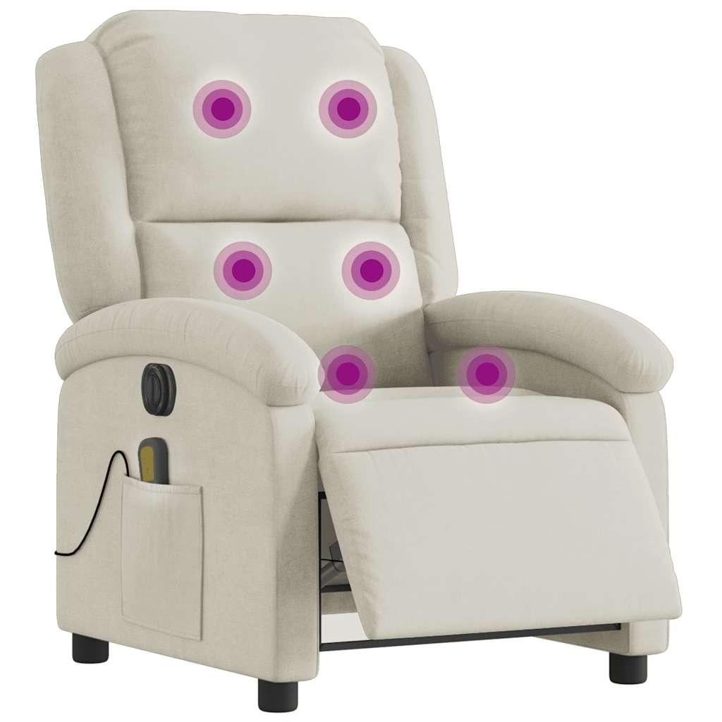 Massagestoel elektrisch verstelbaar fluweel crèmekleurig