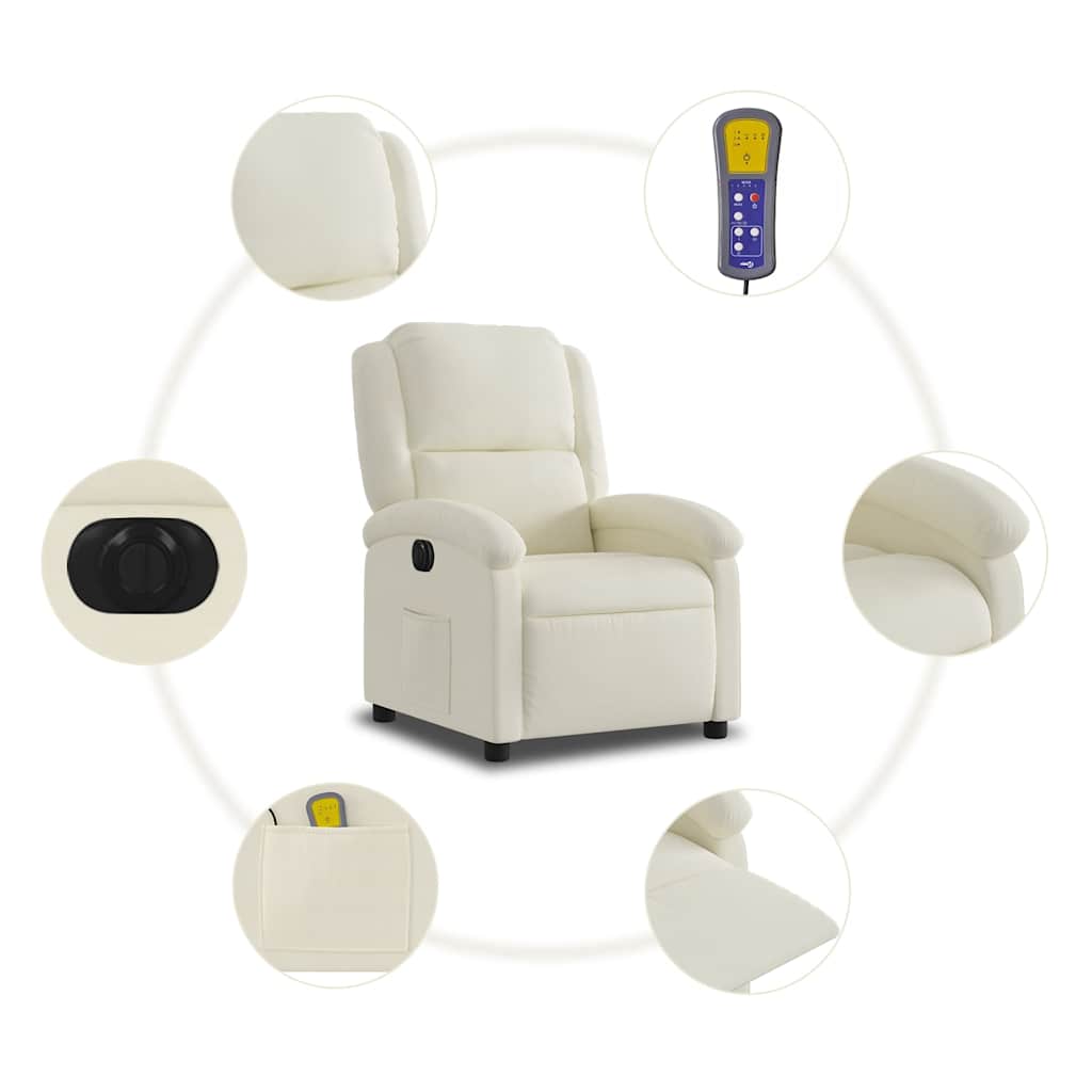 Massagestoel elektrisch verstelbaar fluweel crèmekleurig