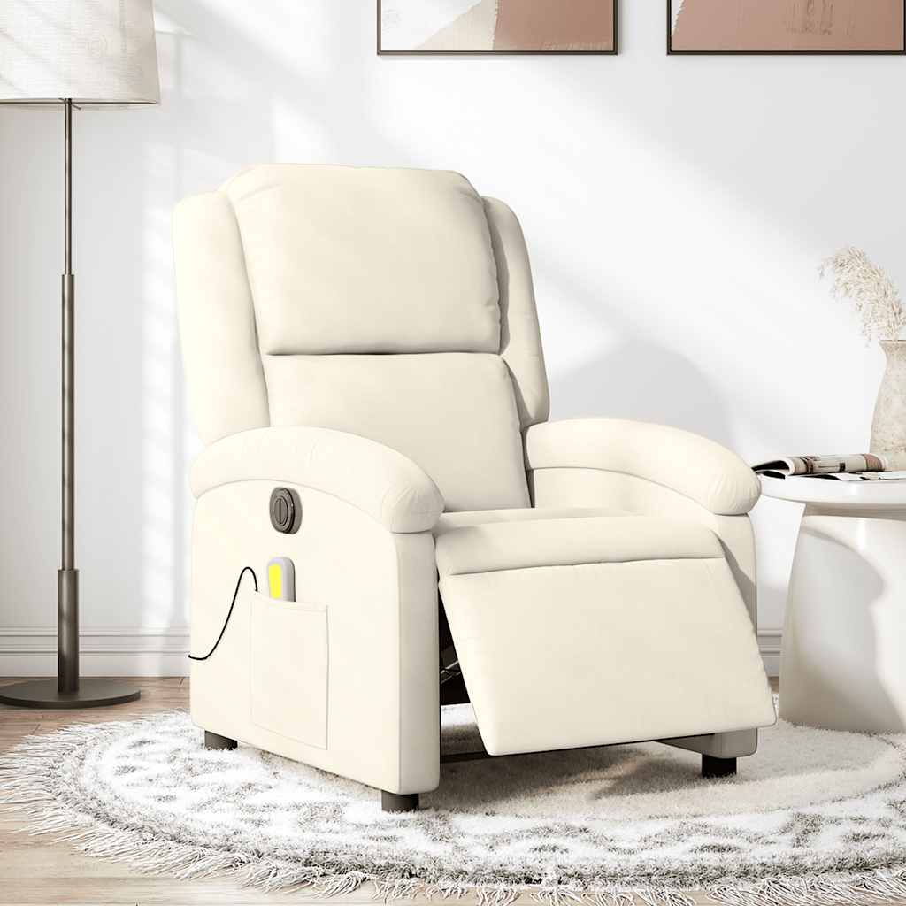 Massagestoel elektrisch verstelbaar fluweel crèmekleurig