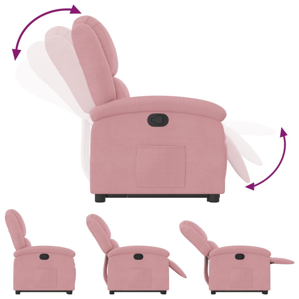 Sta-op-stoel verstelbaar fluweel roze